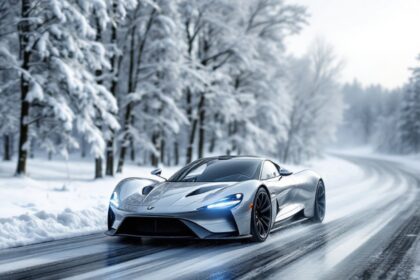 Car Slides on Icy Road
